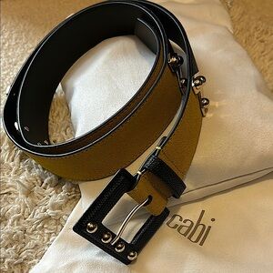 CABI black & mustard yellow women’s belt with gold hardware. New! Size: Large